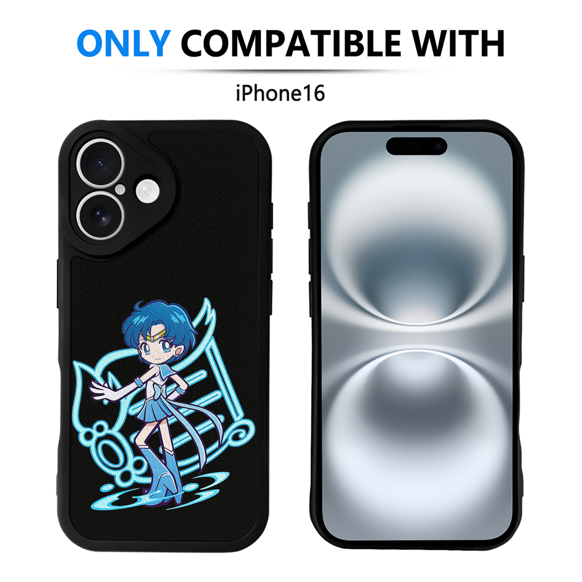 （画像用） 美少女戦士セーラームーン 水野 亜美 みずの あみ Sailor Moon Mizuno Ami 【iPhone 16シリーズ対応】シリコンスマホケース（レザー調） 材質：シリコン